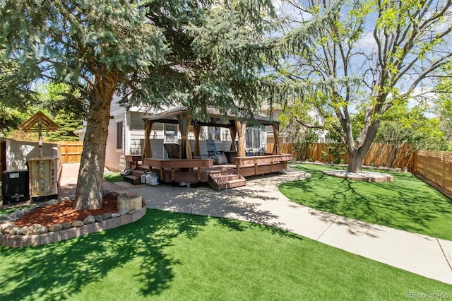1462 Marigold Dr, Lafayette, CO 80026 - view of yard featuring a gazebo, a wooden deck, and a patio