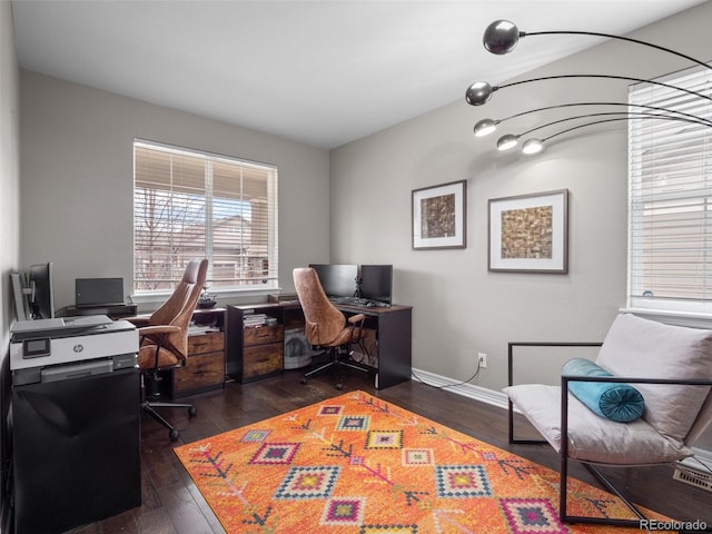 office featuring dark hardwood / wood-style floors