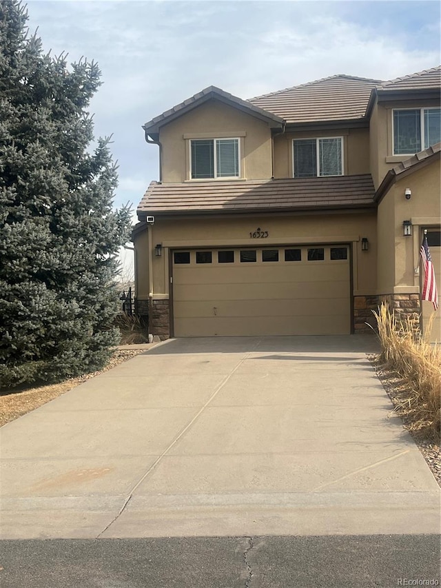 view of front of house with a garage