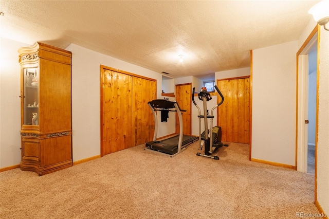 14347 E 134th Ave, Brighton, CO 80601 - workout room with carpet floors, a textured ceiling, and baseboards
