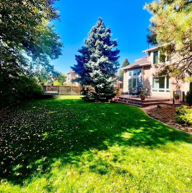 view of yard featuring a deck