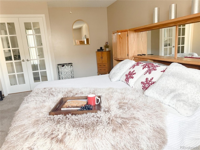 bedroom with carpet and french doors