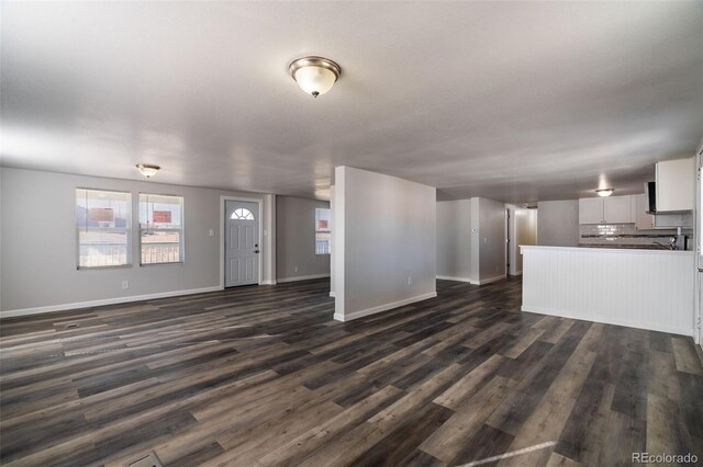 530 Illinois St, Penrose, CO 81240 - unfurnished living room with dark hardwood / wood-style flooring