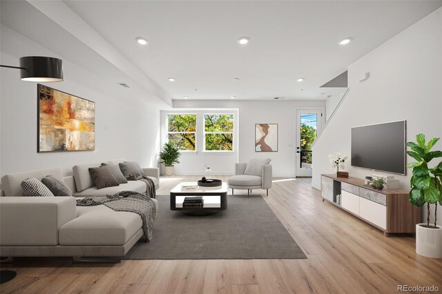 living room featuring light hardwood / wood-style floors