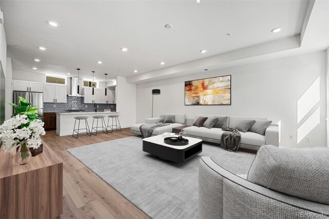 living room featuring light hardwood / wood-style floors