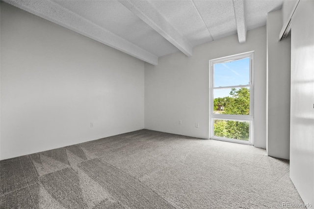 1255 N Ogden St Unit 406, Denver, CO 80218 - carpeted spare room with a textured ceiling, beam ceiling, and healthy amount of natural light