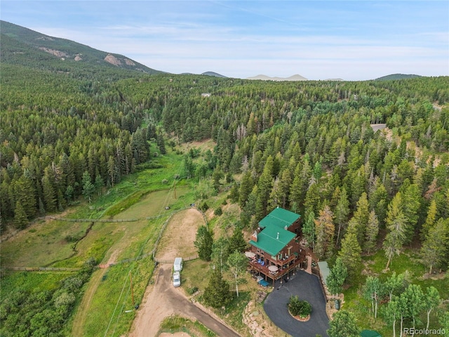 31112 Shadow Mountain Dr, Conifer, CO 80433 - aerial view of property and surrounding area featuring a heavily wooded area and mountains
