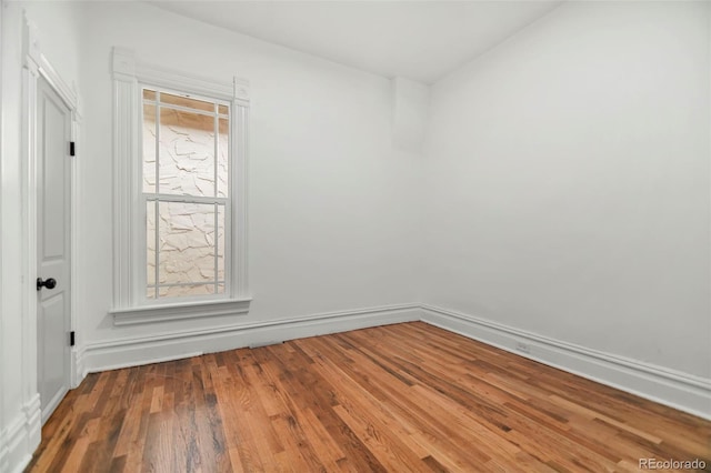 unfurnished room featuring a wealth of natural light and wood-type flooring