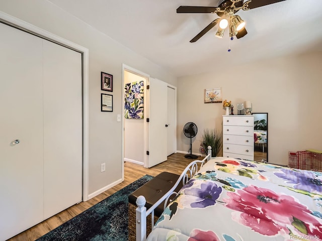 4121 W 111th Cir, Westminster, CO 80031 - bedroom featuring wood finished floors and ceiling fan