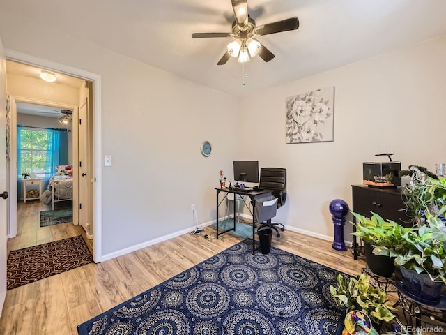4121 W 111th Cir, Westminster, CO 80031 - home office featuring ceiling fan and wood finished floors