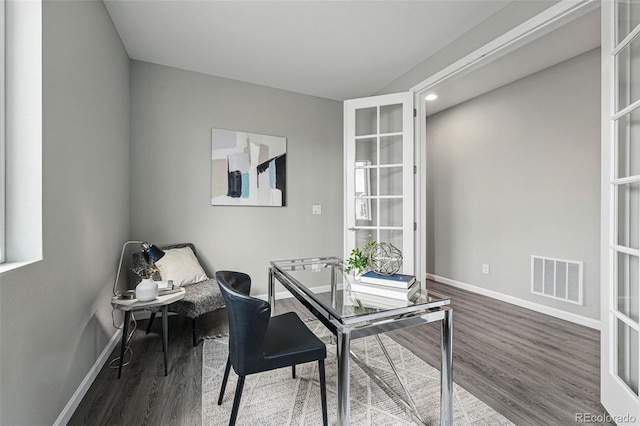 1592 Maggie Mae Ln, Castle Rock, CO 80104 - office featuring baseboards, wood finished floors, and recessed lighting