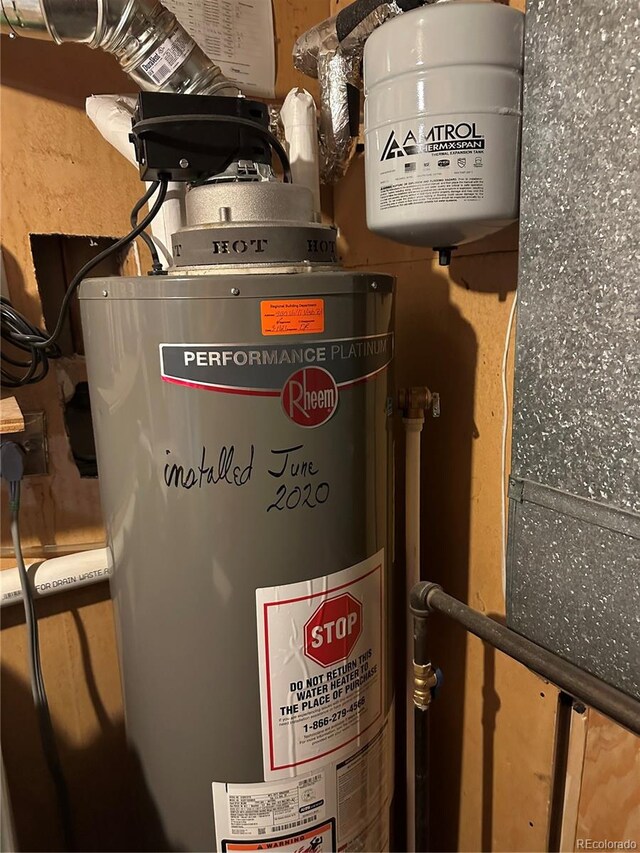 utility room with water heater