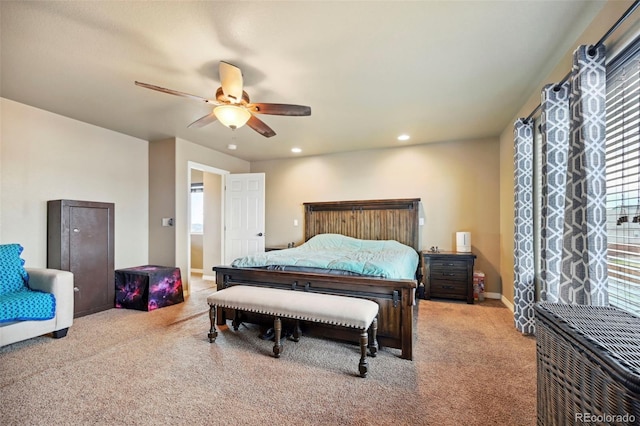 12766 Sunlight Peak Pl, Peyton, CO 80831 - carpeted bedroom with multiple windows, a ceiling fan, recessed lighting, and baseboards