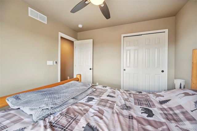 12766 Sunlight Peak Pl, Peyton, CO 80831 - bedroom featuring a closet and a ceiling fan