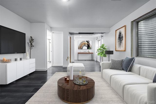 living room featuring dark hardwood / wood-style floors