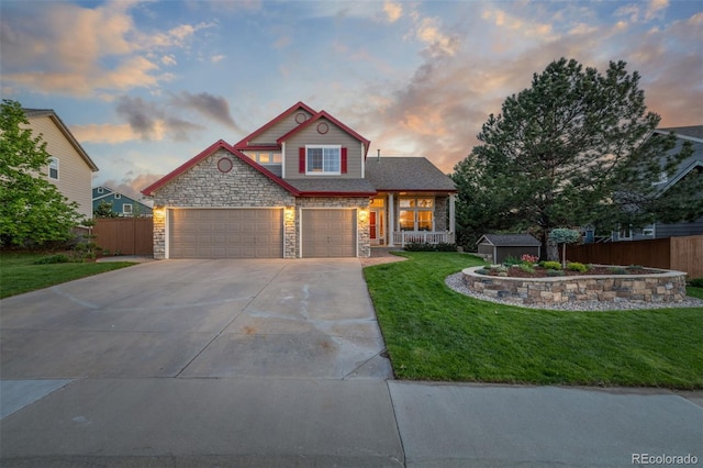 5048 Rocky Mountain Dr, Castle Rock, CO 80109 - view of front of property with driveway and stone siding