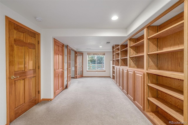 5048 Rocky Mountain Dr, Castle Rock, CO 80109 - corridor with light carpet, baseboards, and recessed lighting