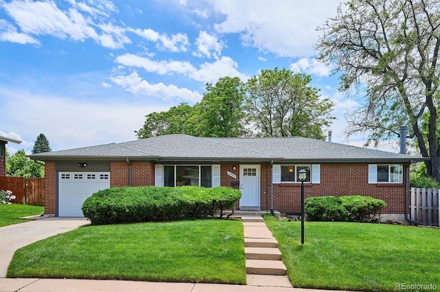 8490 E Davies Pl, Centennial, CO 80112 - ranch-style house with a garage, concrete driveway, brick siding, and a shingled roof