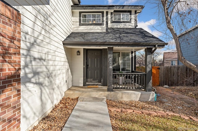 property entrance with a porch