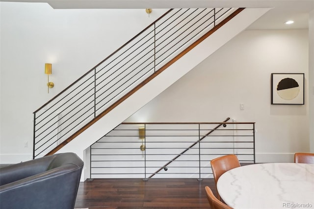 1511 S Pennsylvania St, Denver, CO 80210 - staircase featuring wood finished floors and recessed lighting