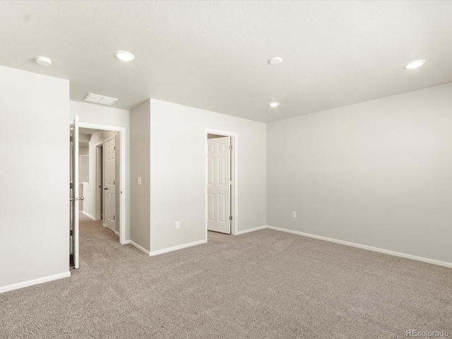 unfurnished bedroom with light carpet