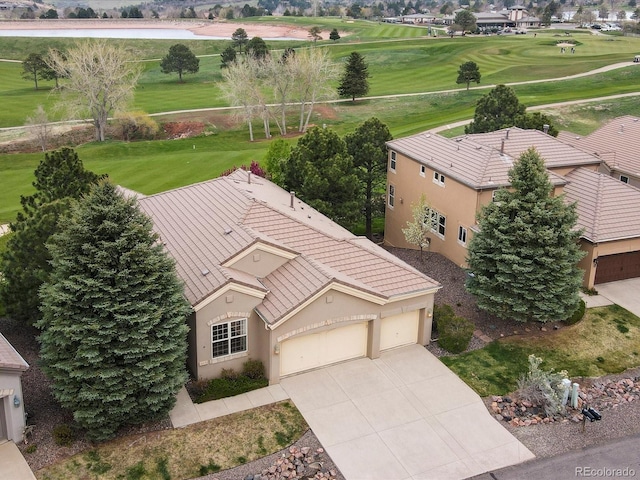 aerial view with view of golf course