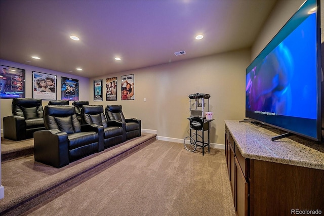 12590 Valentia St, Thornton, CO 80602 - home theater with light colored carpet, baseboards, and recessed lighting