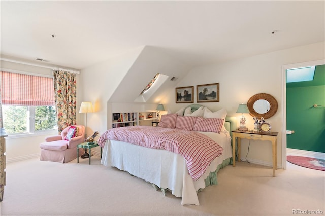 bedroom with carpet flooring, visible vents, and baseboards