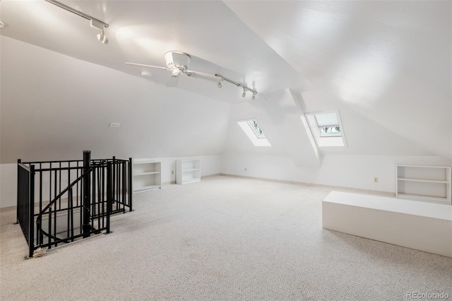1521 Pontiac St, Denver, CO 80220 - bonus room with carpet flooring, built in shelves, and lofted ceiling with skylight