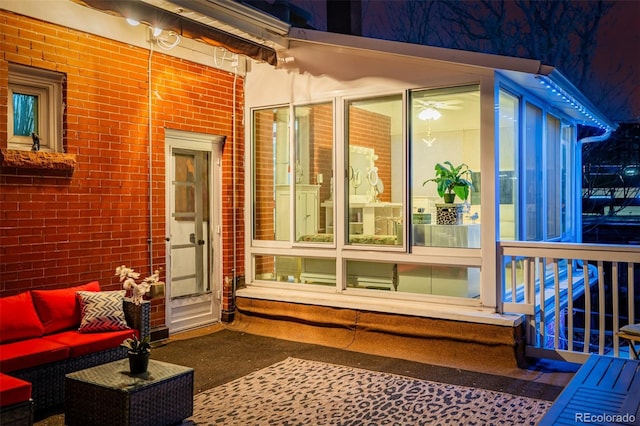 1521 Pontiac St, Denver, CO 80220 - exterior space featuring an outdoor living space and brick siding