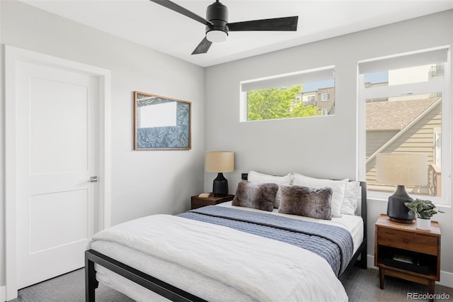 1457 Yates St, Denver, CO 80204 - carpeted bedroom with ceiling fan and ensuite bath