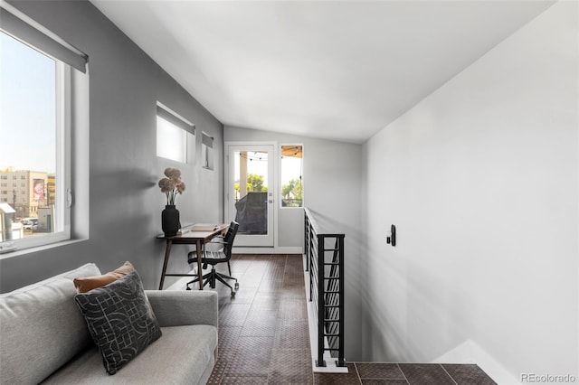 1457 Yates St, Denver, CO 80204 - office with wood finished floors and vaulted ceiling