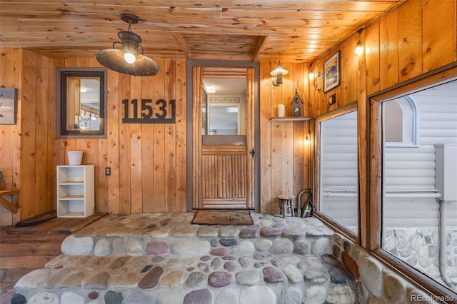 11531 S Deer Creek Rd, Littleton, CO 80127 - entryway with wood ceiling and wood walls