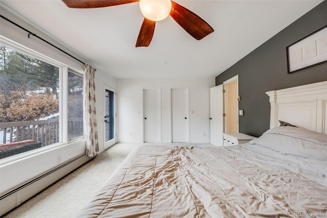 11531 S Deer Creek Rd, Littleton, CO 80127 - unfurnished bedroom featuring baseboard heating, carpet flooring, and ceiling fan