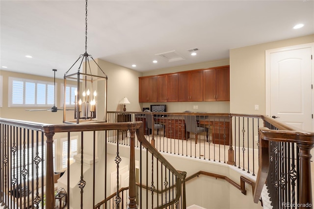 interior space with a chandelier