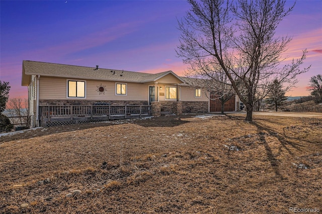 view of single story home