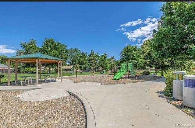 exterior space with a gazebo