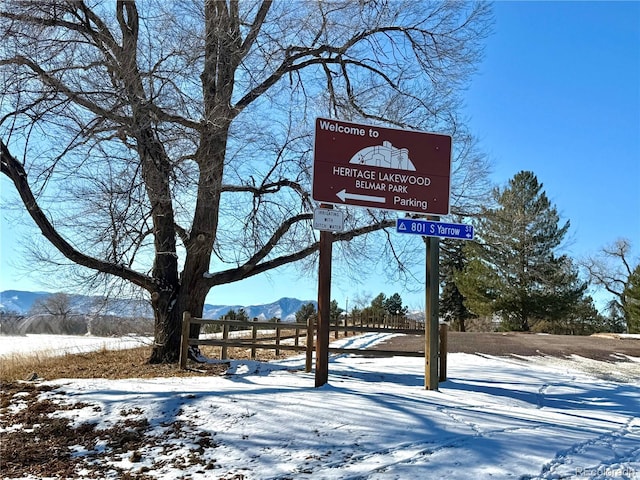 exterior space featuring a mountain view