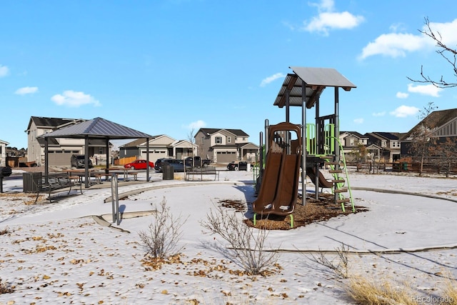 view of snow covered playground