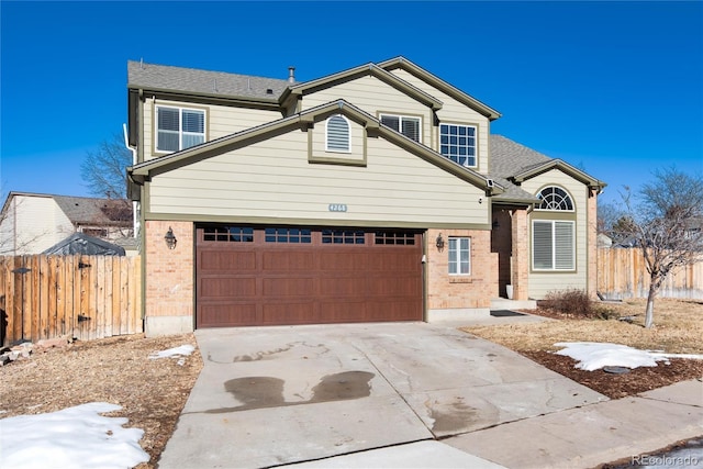 view of front property with a garage