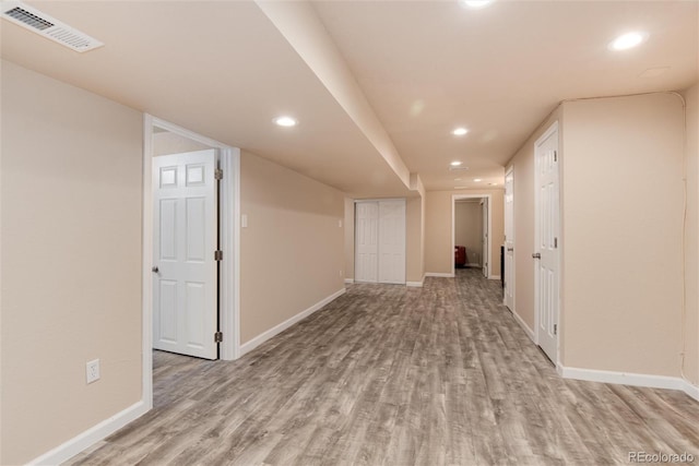 hall featuring light hardwood / wood-style floors