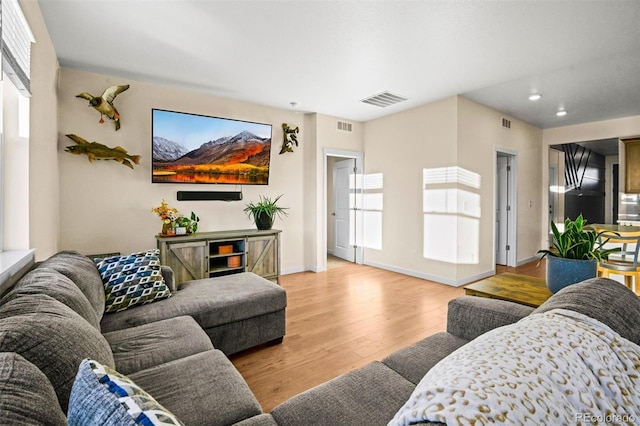 living room featuring light hardwood / wood-style floors