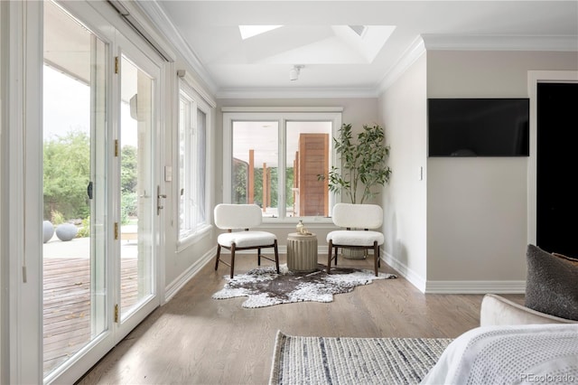 interior space featuring a skylight