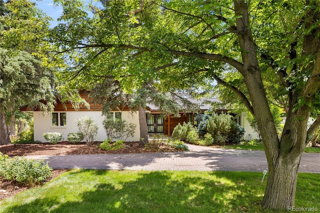 view of front of home featuring a front lawn