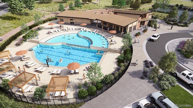 17125 W 91st Ln, Arvada, CO 80007 - view from above of property featuring a pool area