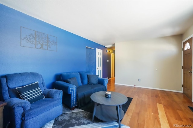 living room with hardwood / wood-style flooring