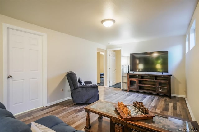 living room with hardwood / wood-style flooring