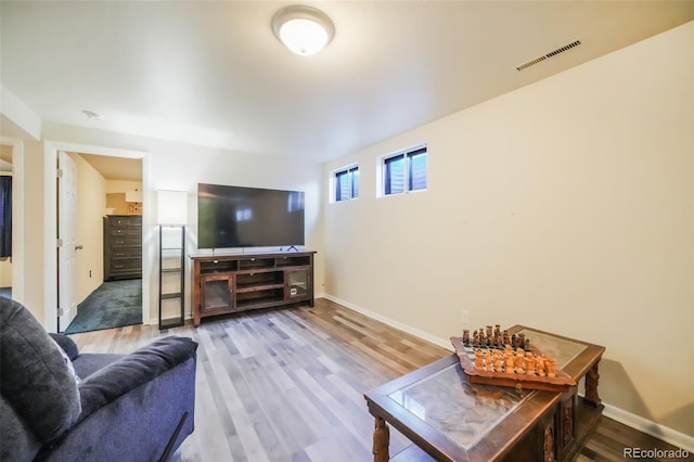 living room with wood-type flooring