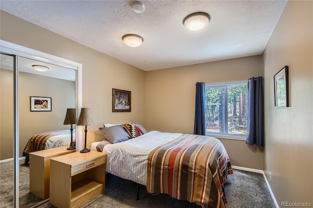 1350 Tolland Rd, Rollinsville, CO 80474 - carpeted bedroom with baseboards, a textured ceiling, and a closet