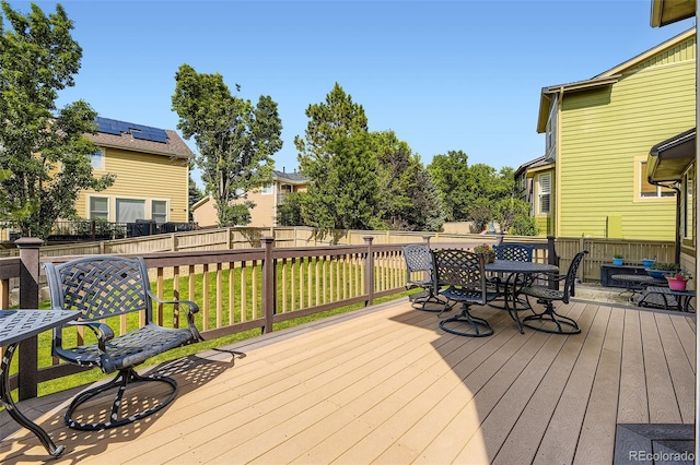 3490 Craftsbury Dr, Highlands Ranch, CO 80126 - deck featuring outdoor dining area and a fenced backyard